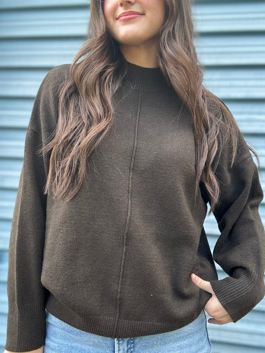 Chocolate Mock Neck Sweater