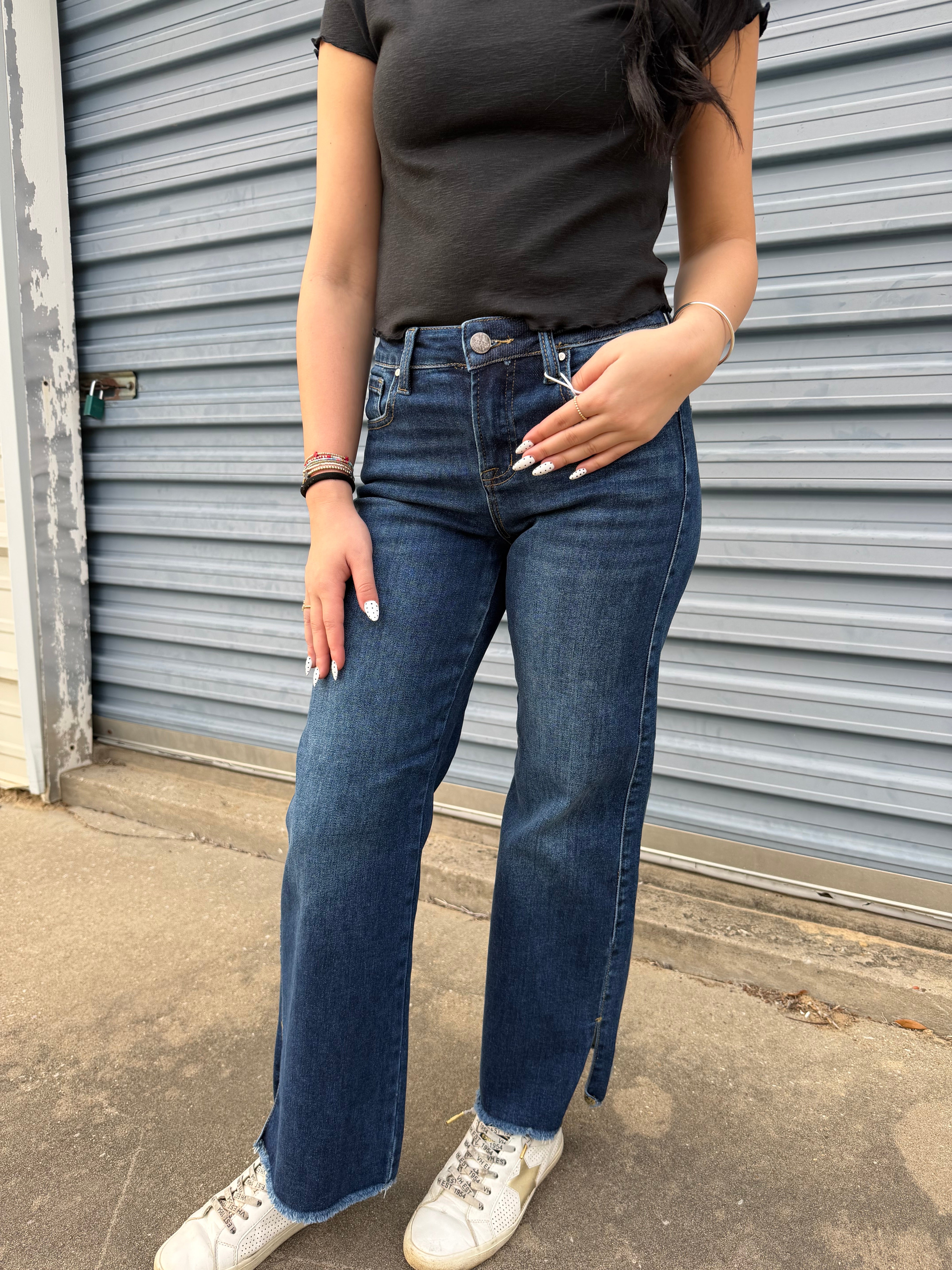 Lila crop Risen wide leg denim
