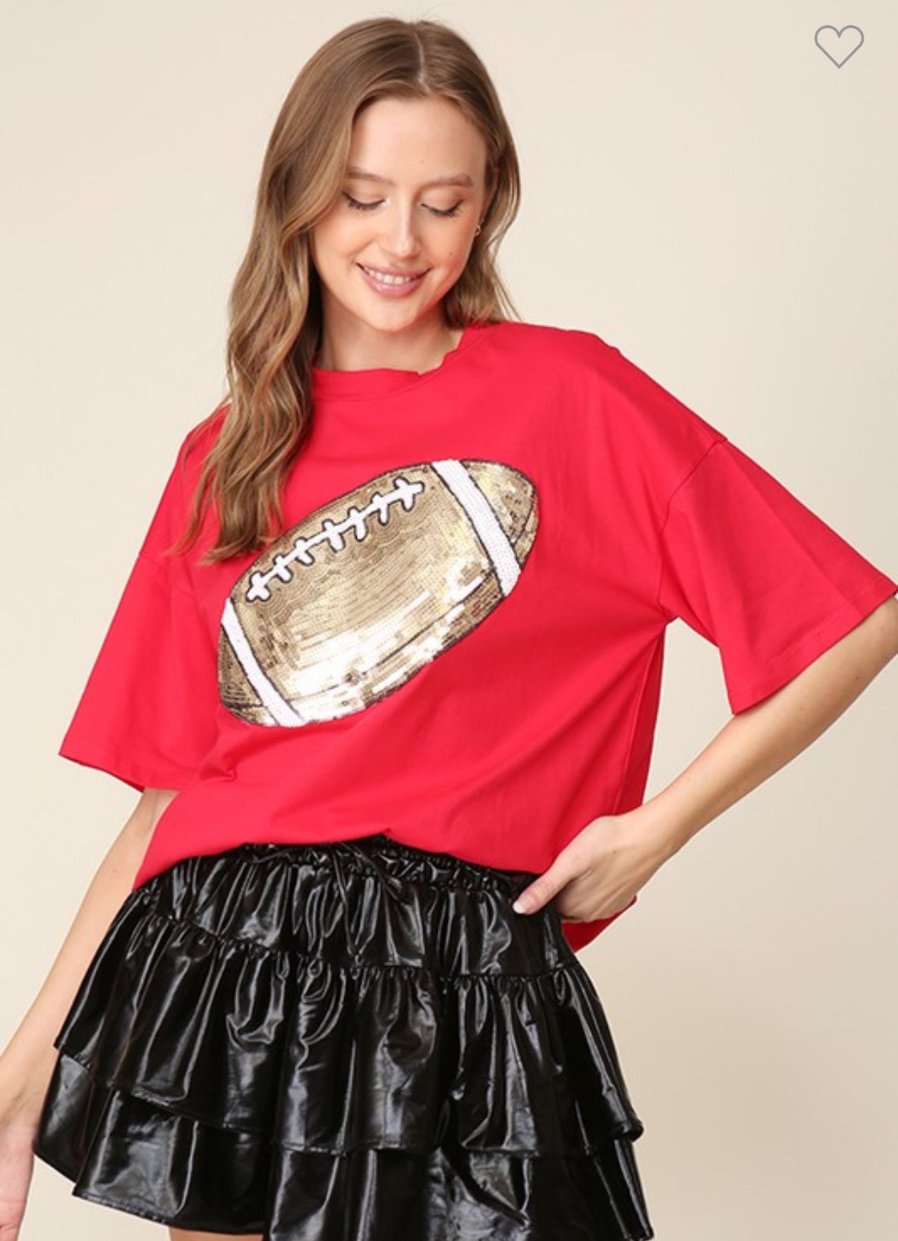 Sequin football patch gameday shirt