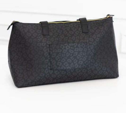Hollis Black Leopard Overnighter