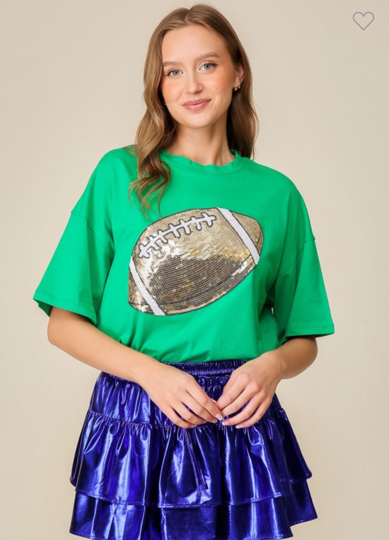 Sequin football patch gameday shirt