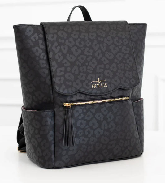 Hollis Black Leopard Frilly Backpack