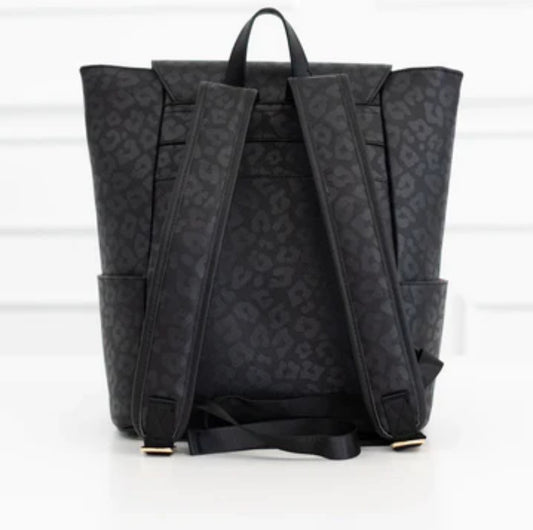 Hollis Black Leopard Frilly Backpack