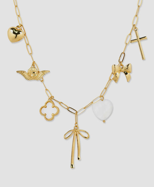 Chunky bow charm necklace