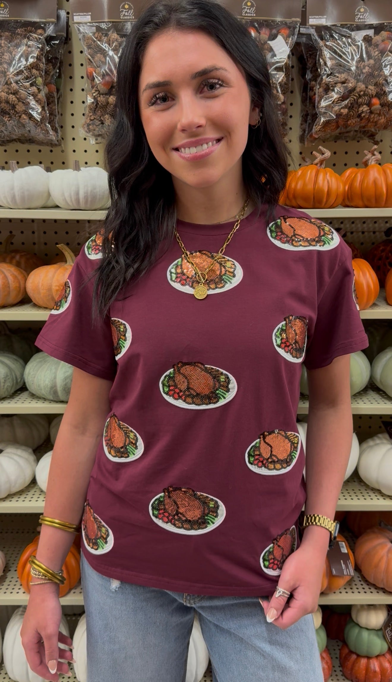 Turkey Dinner plate Sequin Tee | IN STOCK