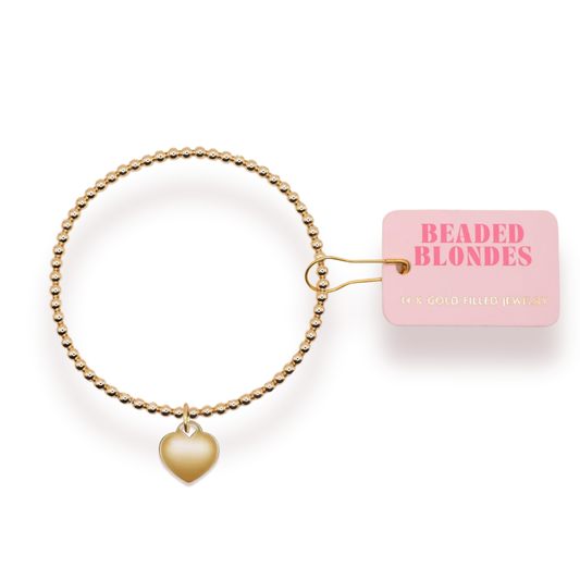 Beaded blondes heart charm bracelet
