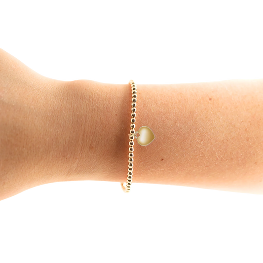 Beaded blondes heart charm bracelet