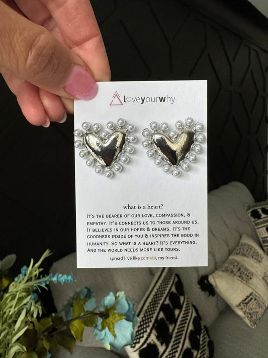 Heart Pearl studs