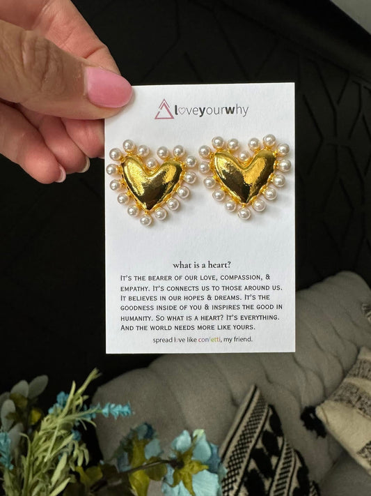 Heart Pearl studs