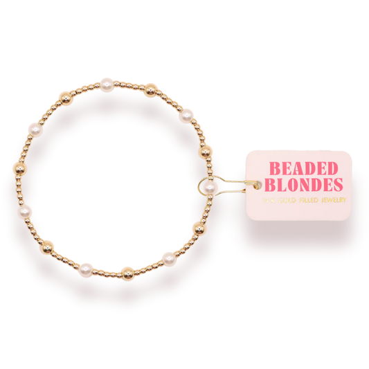 June Pearl +Gold Alternating Bracelet