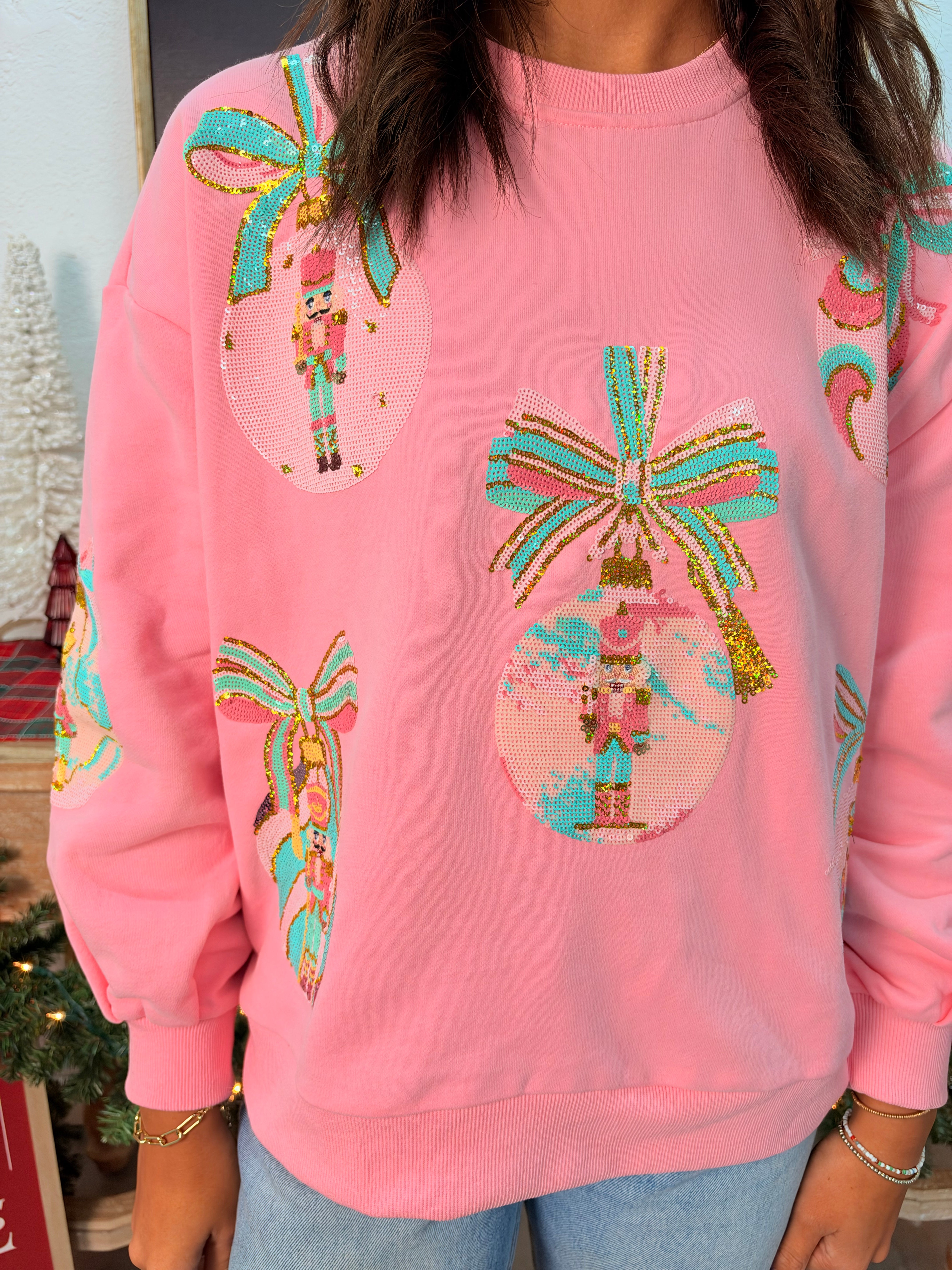 Nutcracker Ornament Sequin Pullover| IN STOCK